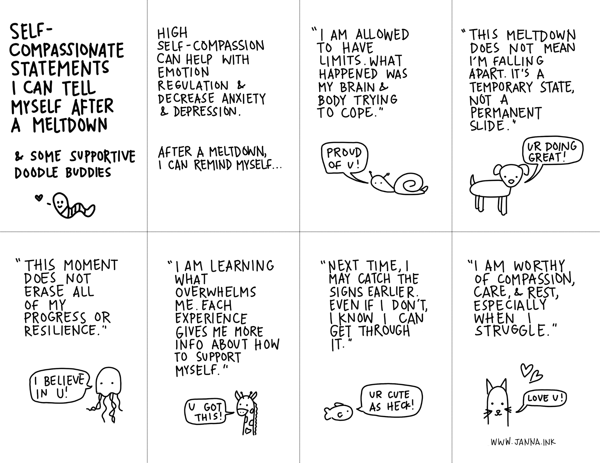 post-meltdown self-compassion zine